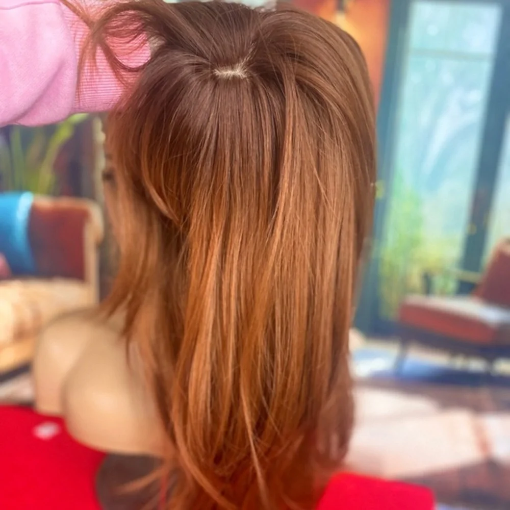 BACK IN Long ginger redhead wig with bangs